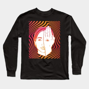 Girl With Eye On Hand Psychedelic Hypnotic Background Long Sleeve T-Shirt